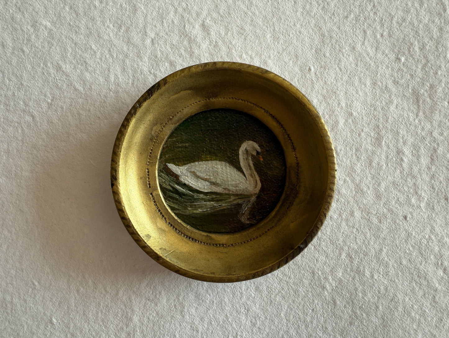 Framed Swan Oil Painting