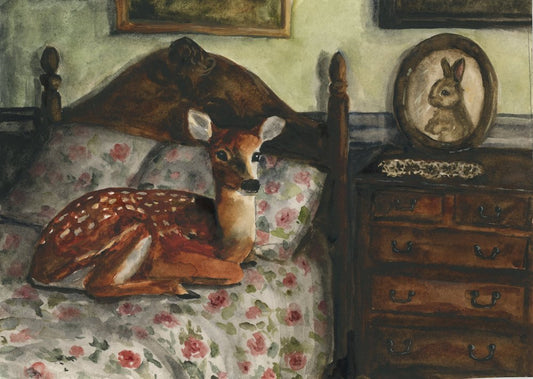 Deer on the bed fine art print